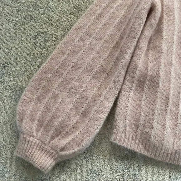 Sezane Antonetta Cardigan Sweater Jumper Powder Pink Merino Wool Mohair Medium - Picture 4 of 13